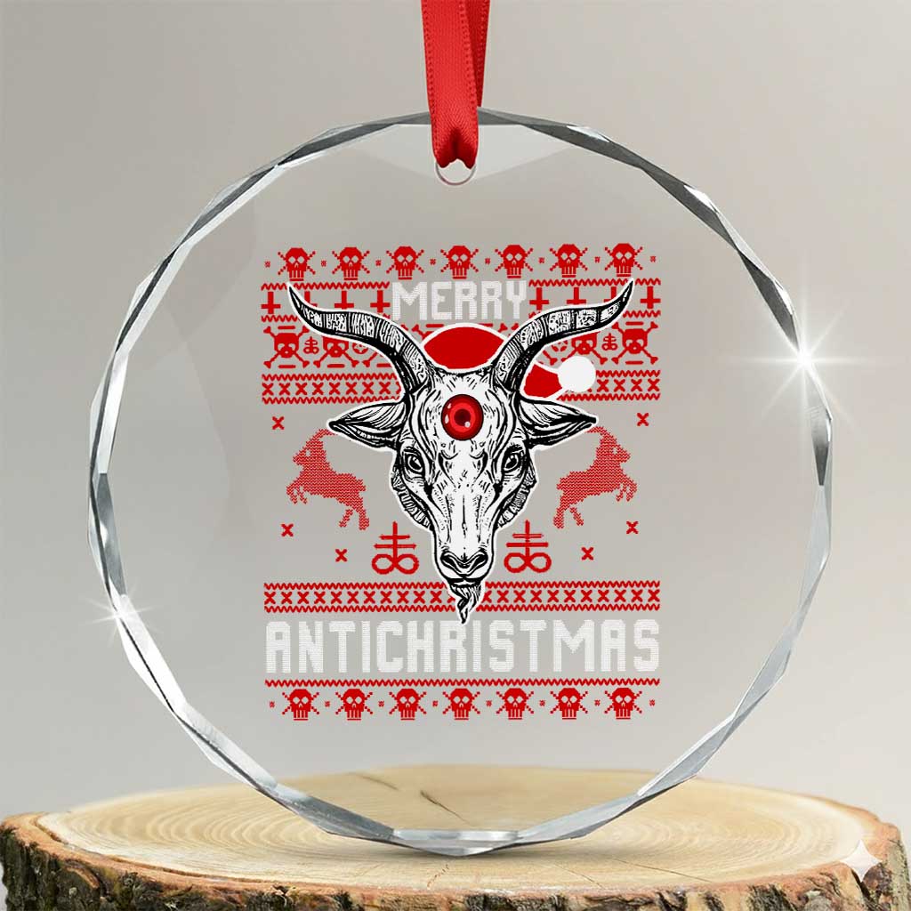 Satan Claus Merry Antichristmas Crystal Glass Ornament Pentagram Ugly Christmas Sweater Evil Pajama TS10 Transparent Glass 3'' Circle Print Your Wear
