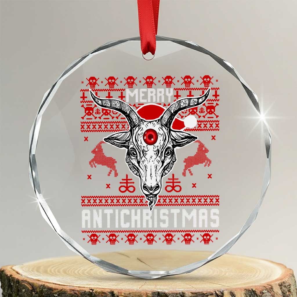 Satan Claus Merry Antichristmas Crystal Glass Ornament Pentagram Ugly Christmas Sweater Evil Pajama TS10 Transparent Glass 3'' Circle Print Your Wear