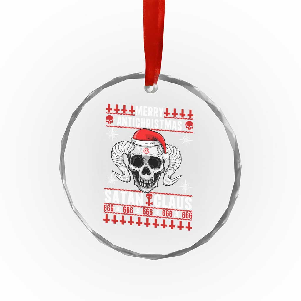 Satan Claus Skull Antichristmas Crystal Glass Ornament Dark Humor Holiday 666 Skull and Horns TS02 Print Your Wear