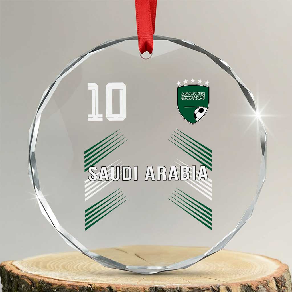 Saudi Arabia Soccer Sports Graphic Number 10 Jersey Style Crystal Glass Ornament Proud Saudi Football Fans Game Day Pride TS02 Transparent Glass 3'' Circle Print Your Wear
