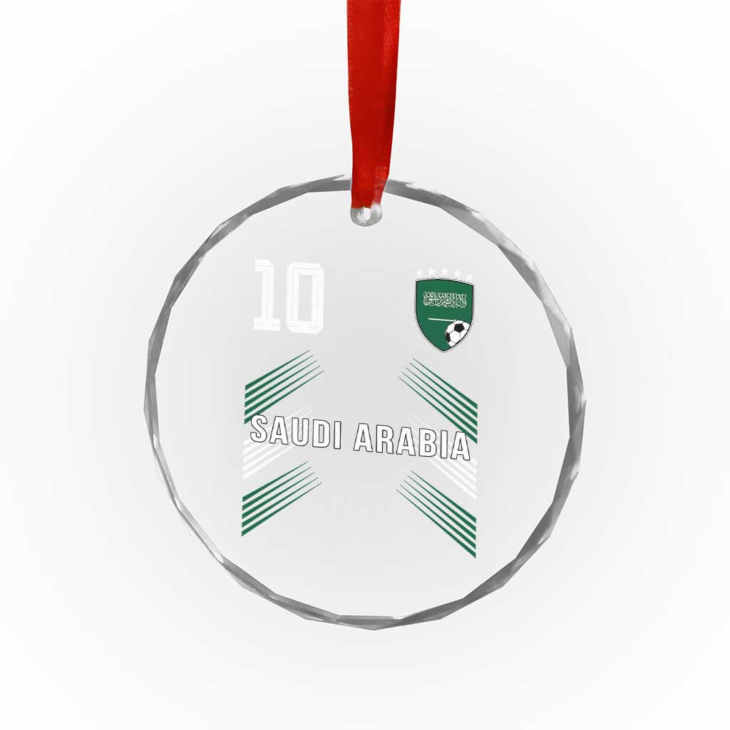 Saudi Arabia Soccer Sports Graphic Number 10 Jersey Style Crystal Glass Ornament Proud Saudi Football Fans Game Day Pride