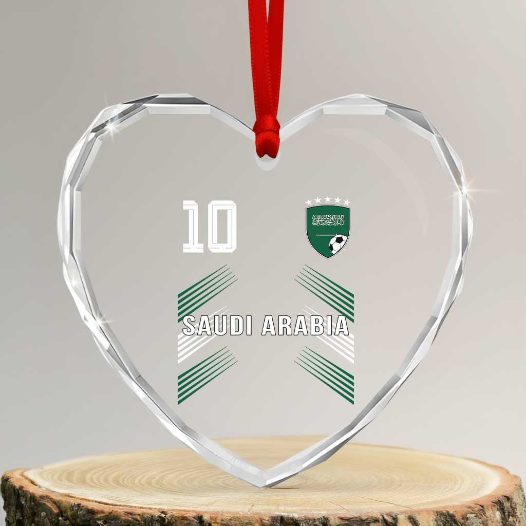 Saudi Arabia Soccer Sports Graphic Number 10 Jersey Style Heart Crystal Glass Ornament Proud Saudi Football Fans Game Day Pride TS02 Transparent Glass 3'' Heart Print Your Wear