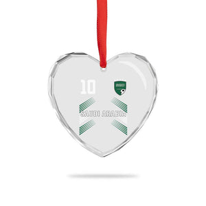 Saudi Arabia Soccer Sports Graphic Number 10 Jersey Style Heart Crystal Glass Ornament Proud Saudi Football Fans Game Day Pride TS02 Print Your Wear