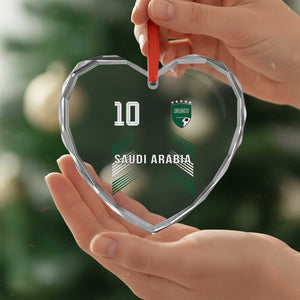Saudi Arabia Soccer Sports Graphic Number 10 Jersey Style Heart Crystal Glass Ornament Proud Saudi Football Fans Game Day Pride TS02 Print Your Wear