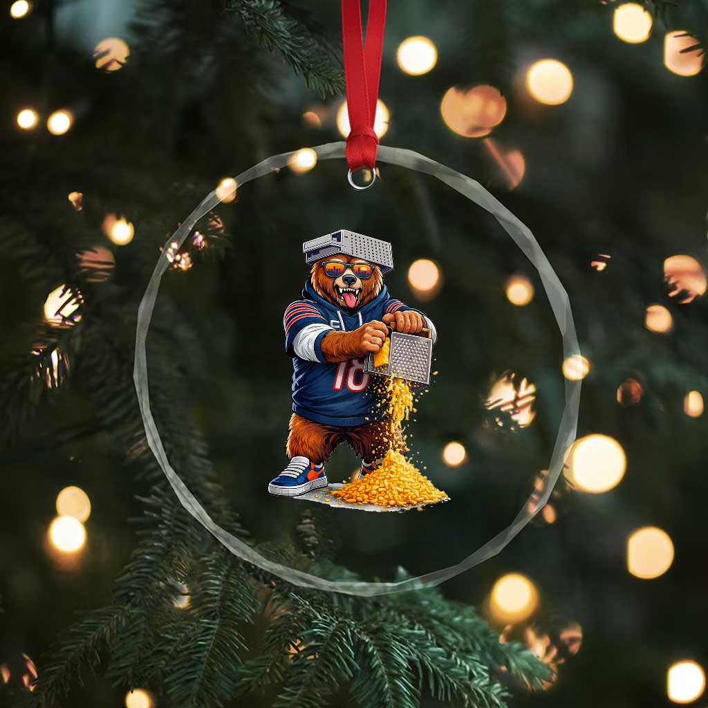 Savage Bear Grating Cheese Graphic Crystal Glass Ornament Funny Rivalry Football Fans TS02 Print Your Wear