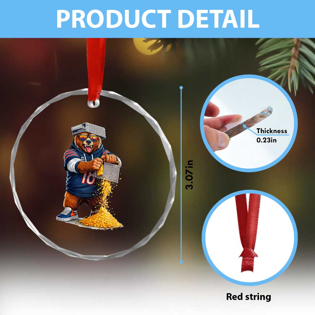 Savage Bear Grating Cheese Graphic Crystal Glass Ornament Funny Rivalry Football Fans TS02 Print Your Wear