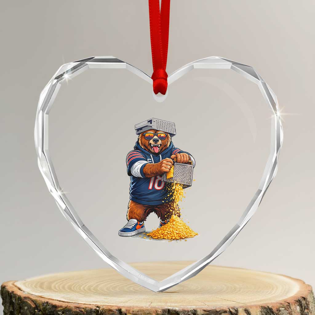 Savage Bear Grating Cheese Graphic Heart Crystal Glass Ornament Funny Rivalry Football Fans TS02 Transparent Glass 3'' Heart Print Your Wear