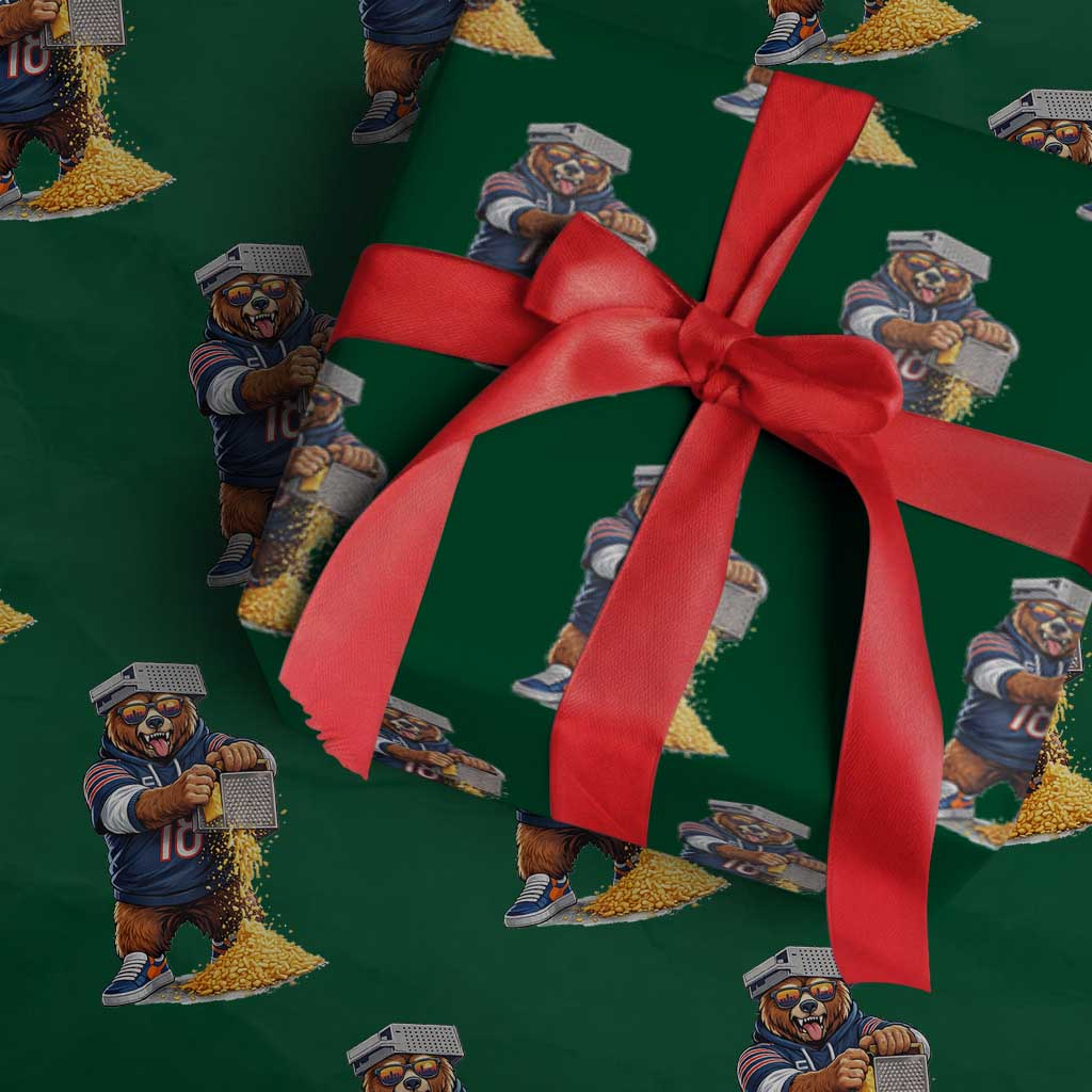 Savage Bear Grating Cheese Graphic Wrapping Paper Roll Funny Rivalry Football Fans TS02 Green Print Your Wear