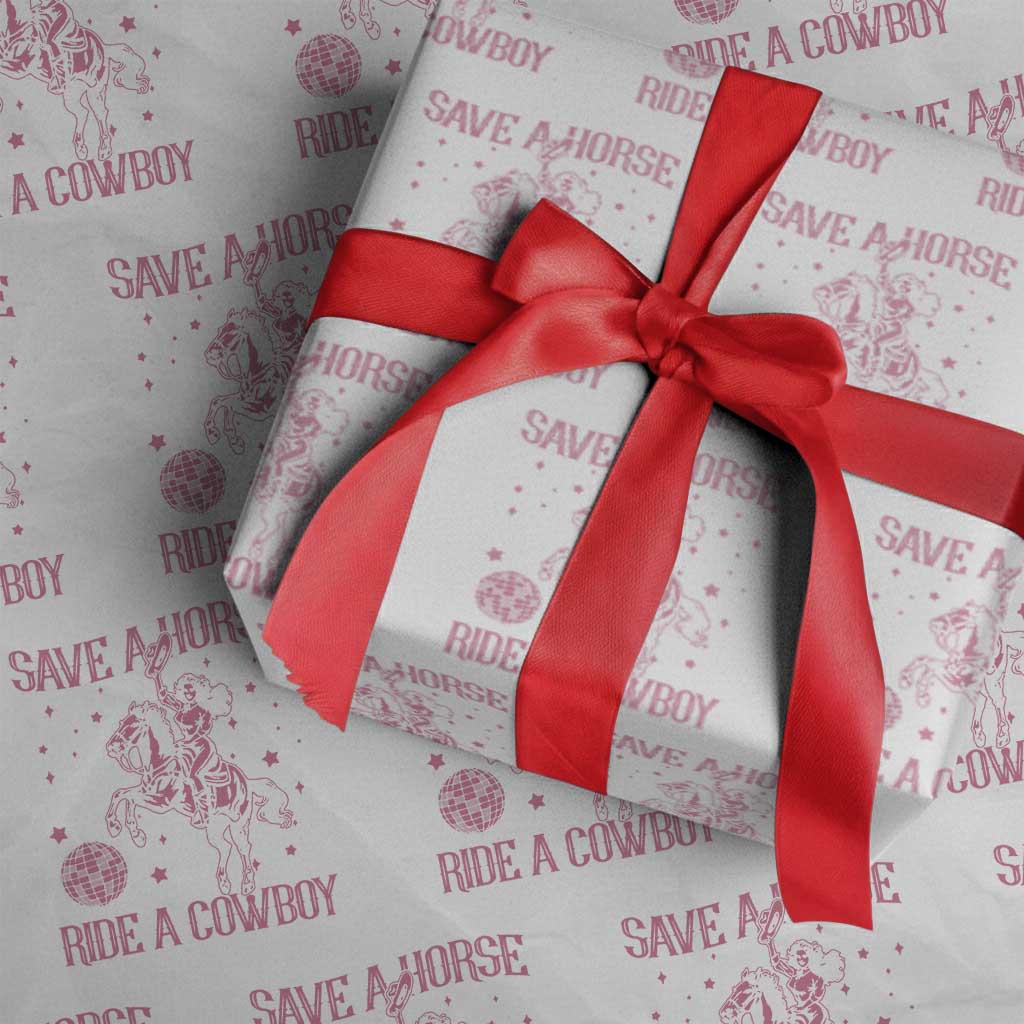 Save a Horse Ride A Cowboy Wrapping Paper Roll Funny Cowgirl Western Style TS10 White Print Your Wear