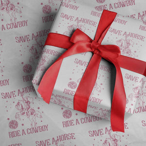 Save a Horse Ride A Cowboy Wrapping Paper Roll Funny Cowgirl Western Style TS10 White Print Your Wear