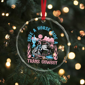 Save A Horse Ride A Trans Cowboy Crystal Glass Ornament Transgender Trans Pride LGBTQ TS10 Print Your Wear