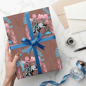 Save A Horse Ride A Trans Cowboy Wrapping Paper Roll Transgender Trans Pride LGBTQ TS10 Mocha Print Your Wear