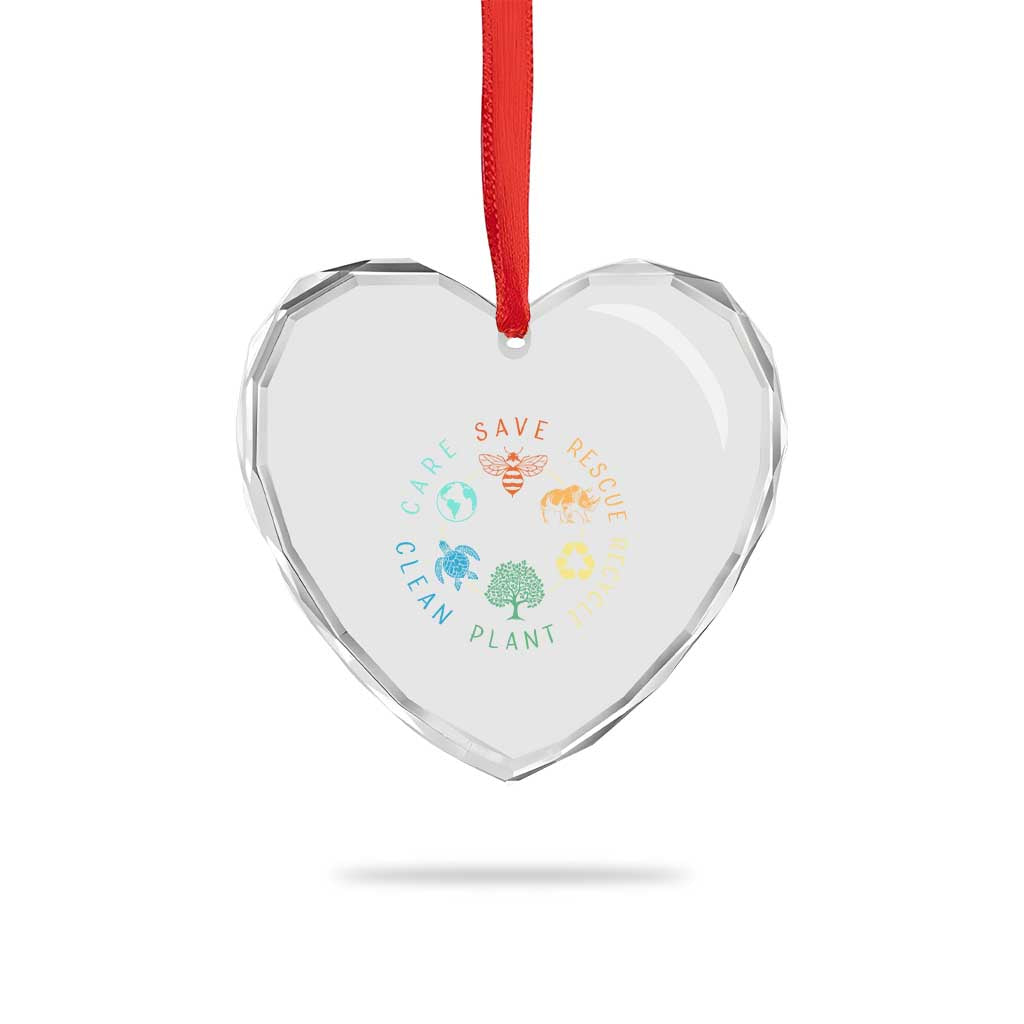 Save Bees Rescue Animals Recycle Plastic Heart Crystal Glass Ornament Earth Day Protect The Environment TS02 Print Your Wear