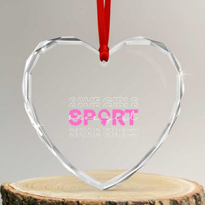 Save Girls Sports Heart Crystal Glass Ornament Feminist Body Positivity Inclusive Equality TS10 Transparent Glass 3'' Heart Print Your Wear
