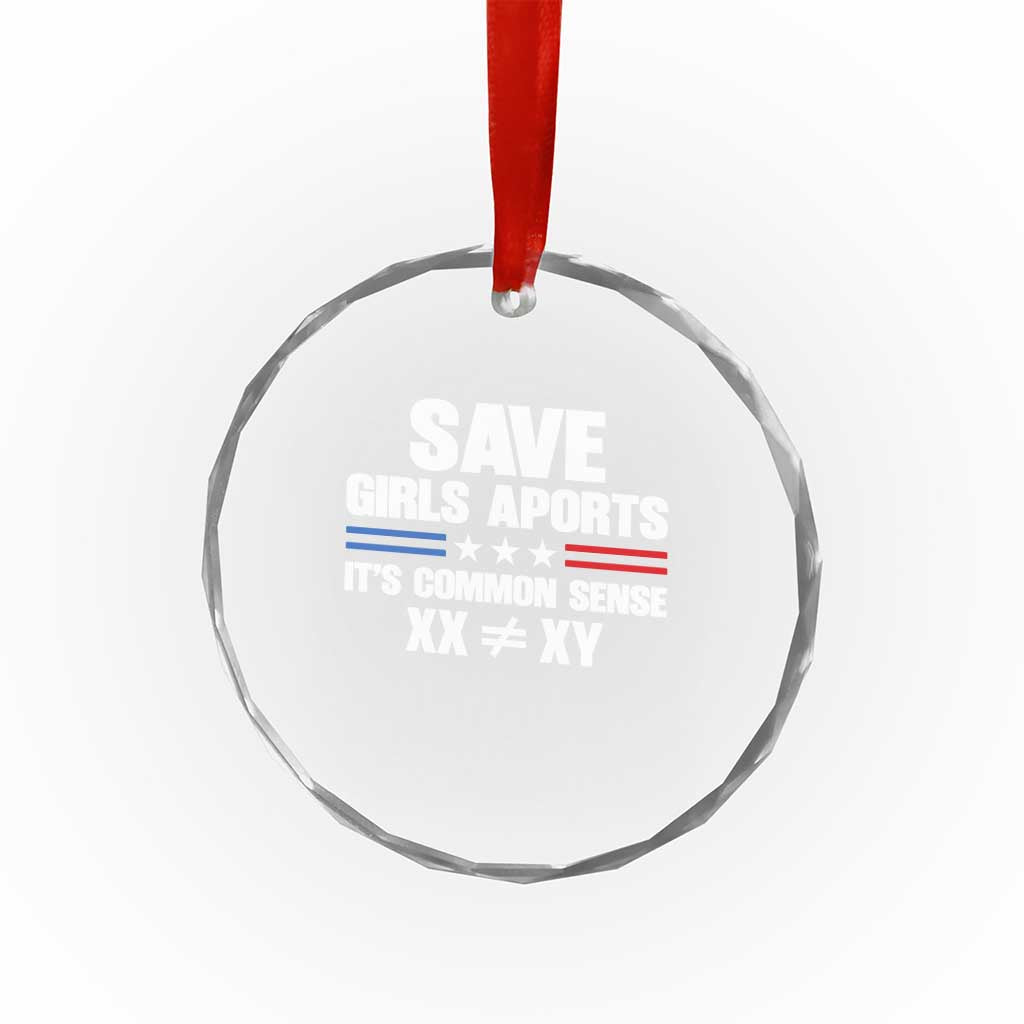 Save Girls Sports Its Common Sense XX Not Equal XY Crystal Glass Ornament Biological Science Varsity Athletic Graphic