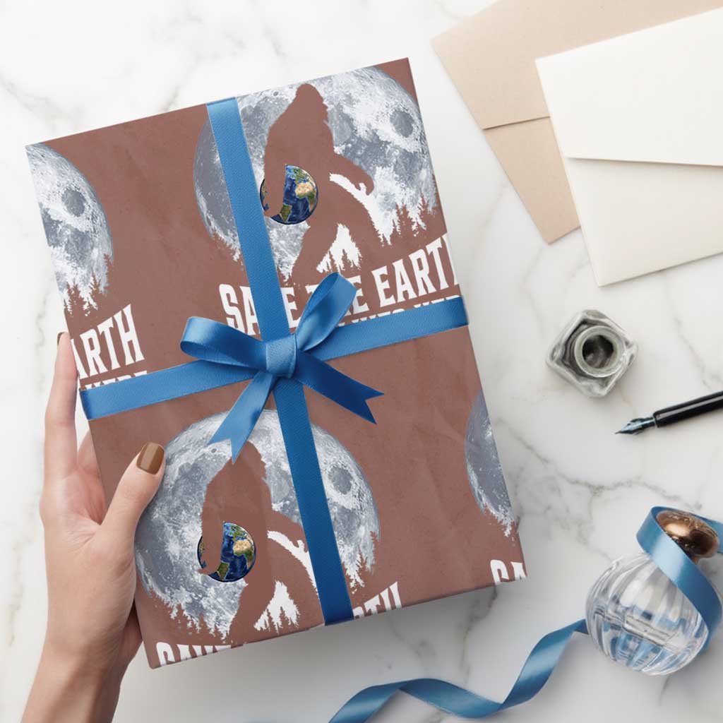 Save Our Planet Nature Lover Wrapping Paper Roll Bigfoot Lives Here TS12 Mocha Print Your Wear