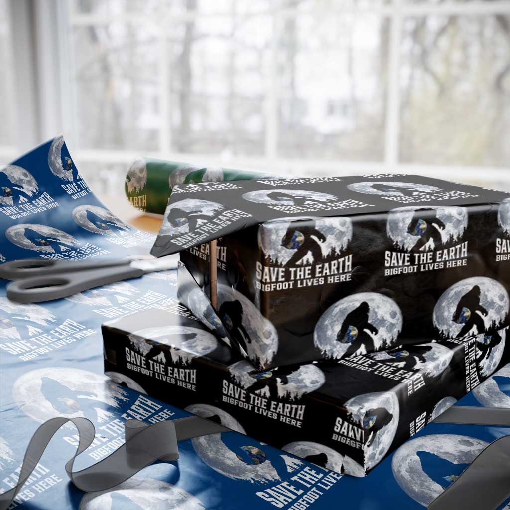 Save Our Planet Nature Lover Wrapping Paper Roll Bigfoot Lives Here TS12 Black Print Your Wear