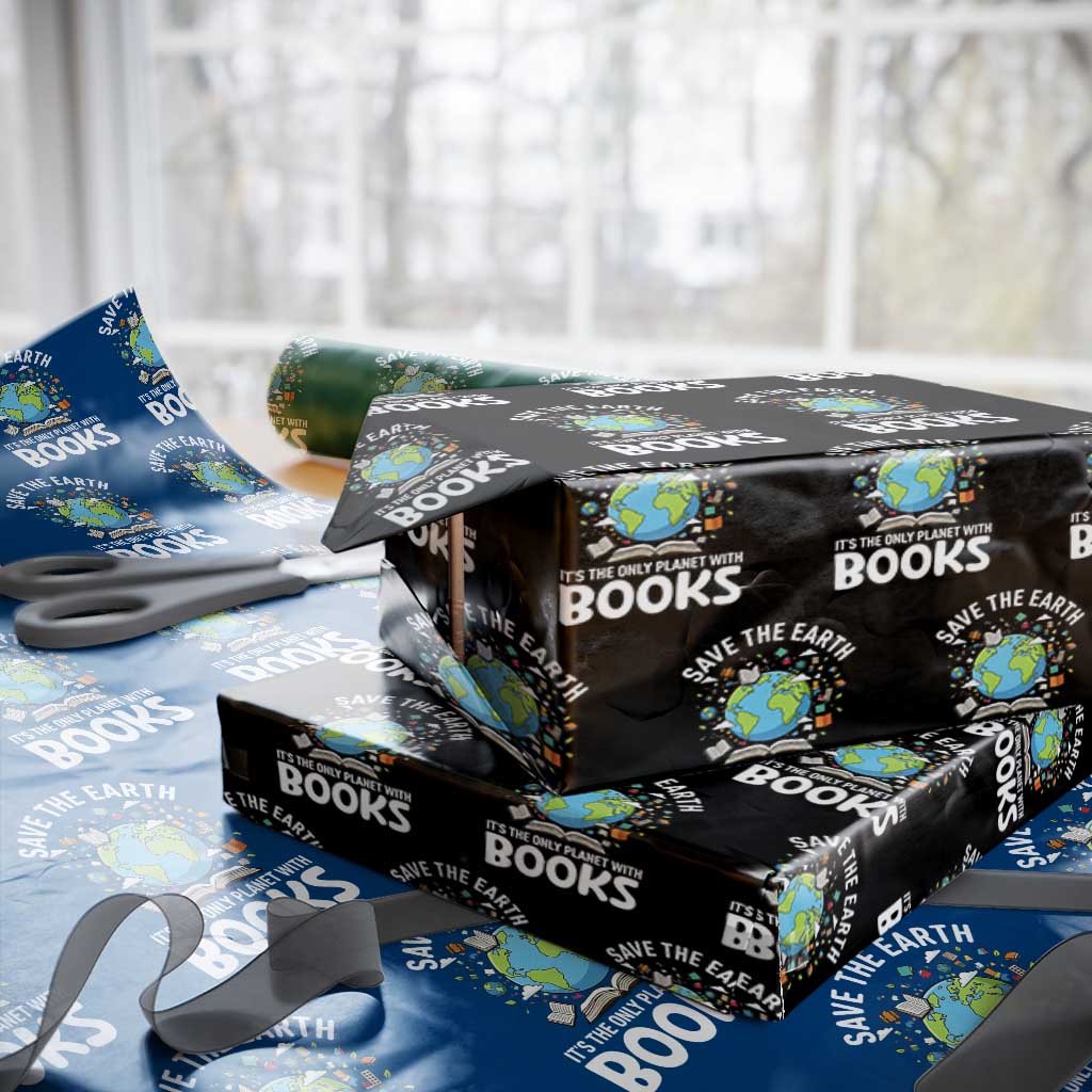 Save the Earth Wrapping Paper Roll It's the Only Planet with Books TS14 Black Print Your Wear