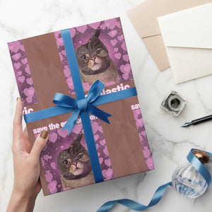 Save The Environment Eat Plastic Wrapping Paper Roll Funny Cute Cat Meme TS14 Mocha Print Your Wear