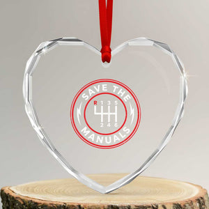 Save The Manuals Gear Shift Car Lover Heart Crystal Glass Ornament