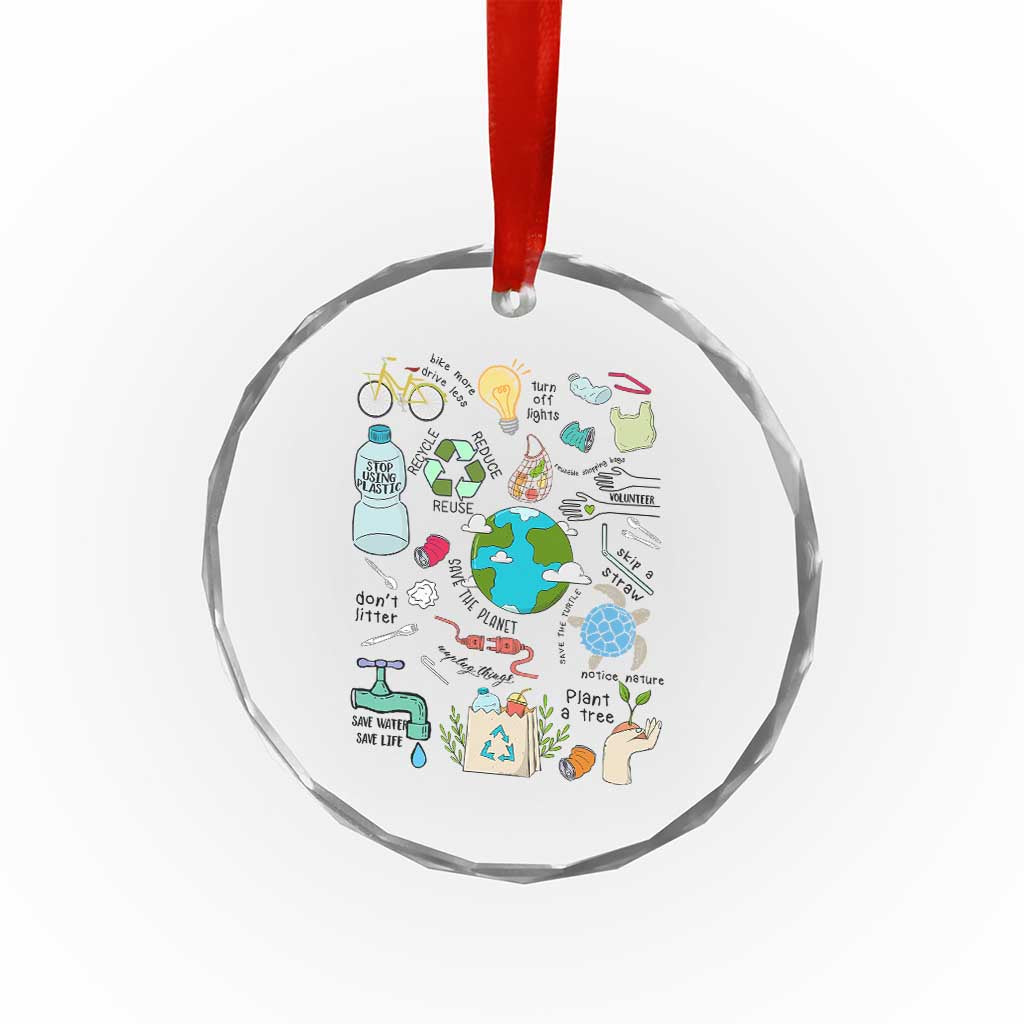 Save The Planet Crystal Glass Ornament Earth Day Protect Nature Environmental Recycling TS02 Print Your Wear