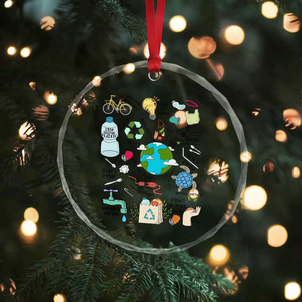 Save The Planet Crystal Glass Ornament Earth Day Protect Nature Environmental Recycling TS02 Print Your Wear