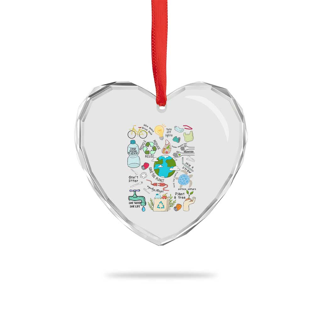 Save The Planet Heart Crystal Glass Ornament Earth Day Protect Nature Environmental Recycling TS02 Print Your Wear