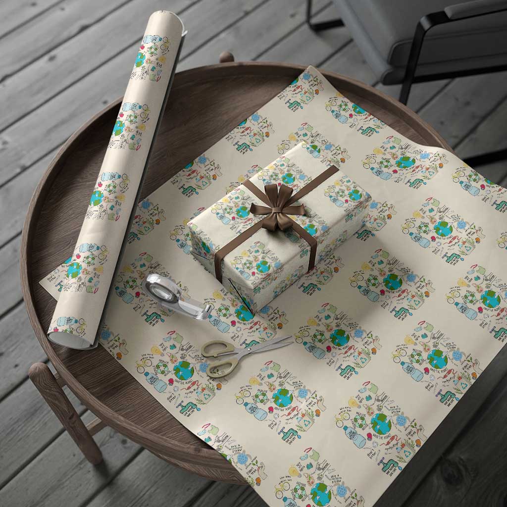 Save The Planet Wrapping Paper Roll Earth Day Protect Nature Environmental Recycling TS02 Beige Print Your Wear