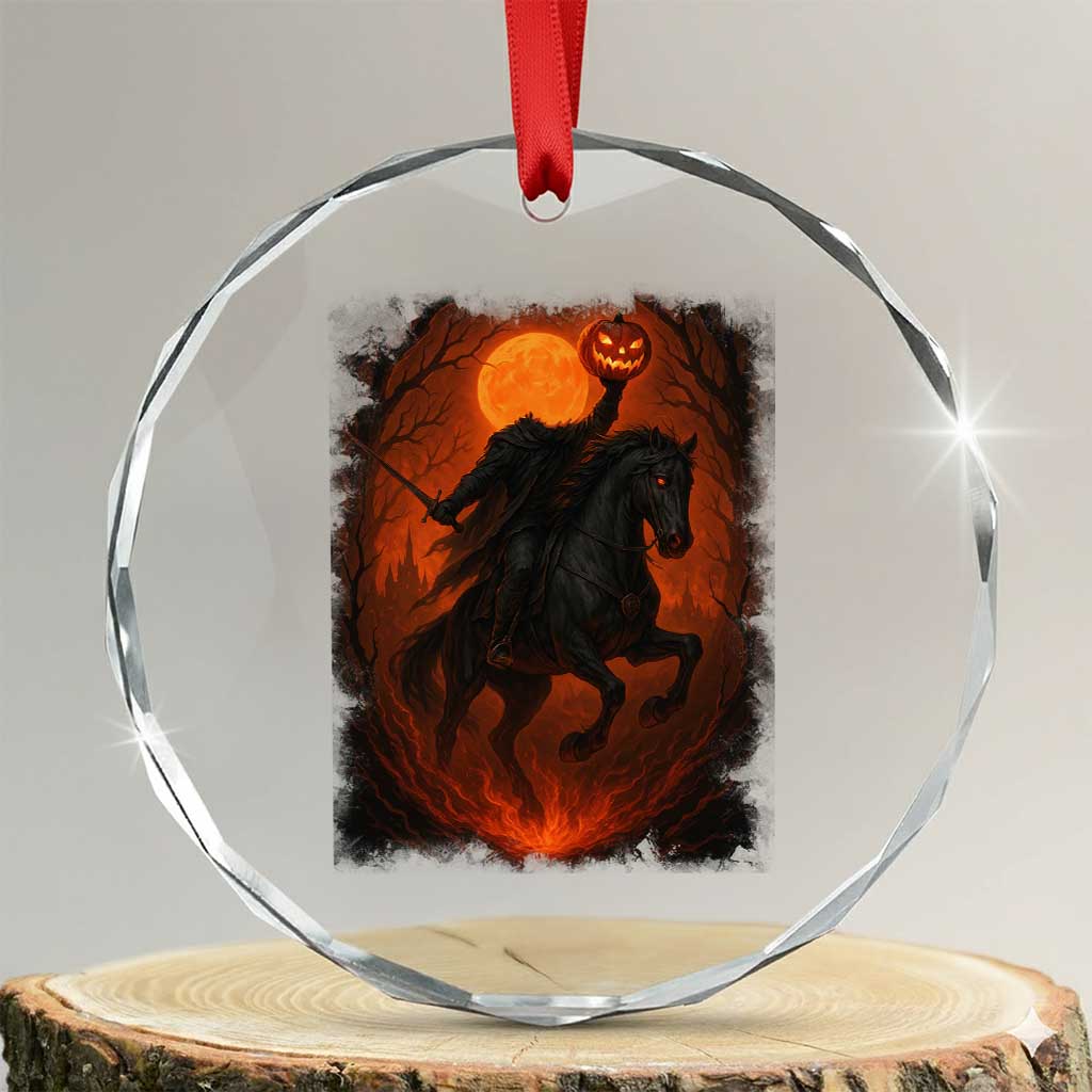 Scary Pumpkin Headless Horseman Halloween Crystal Glass Ornament TS10 Transparent Glass 3'' Circle Print Your Wear
