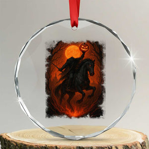 Scary Pumpkin Headless Horseman Halloween Crystal Glass Ornament TS10 Transparent Glass 3'' Circle Print Your Wear