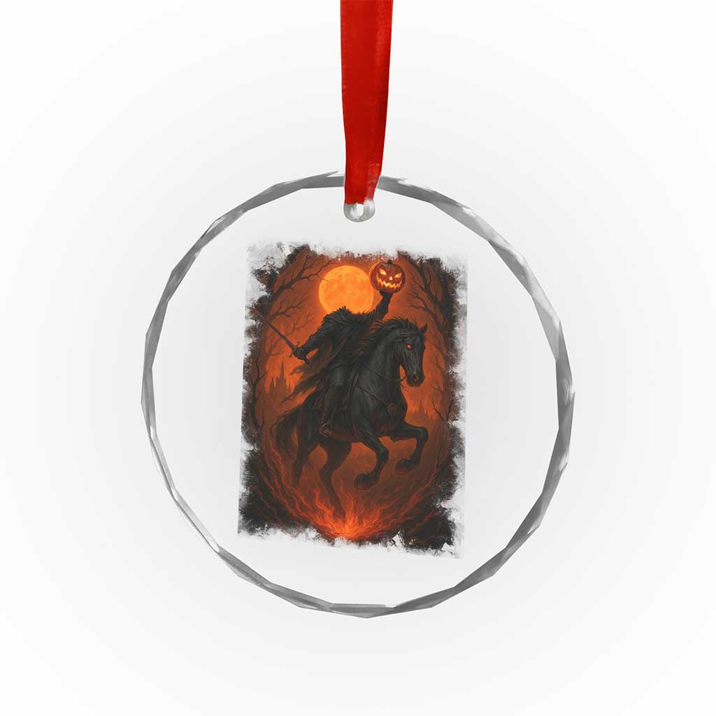 Scary Pumpkin Headless Horseman Halloween Crystal Glass Ornament TS10 Transparent Glass 3'' Circle Print Your Wear