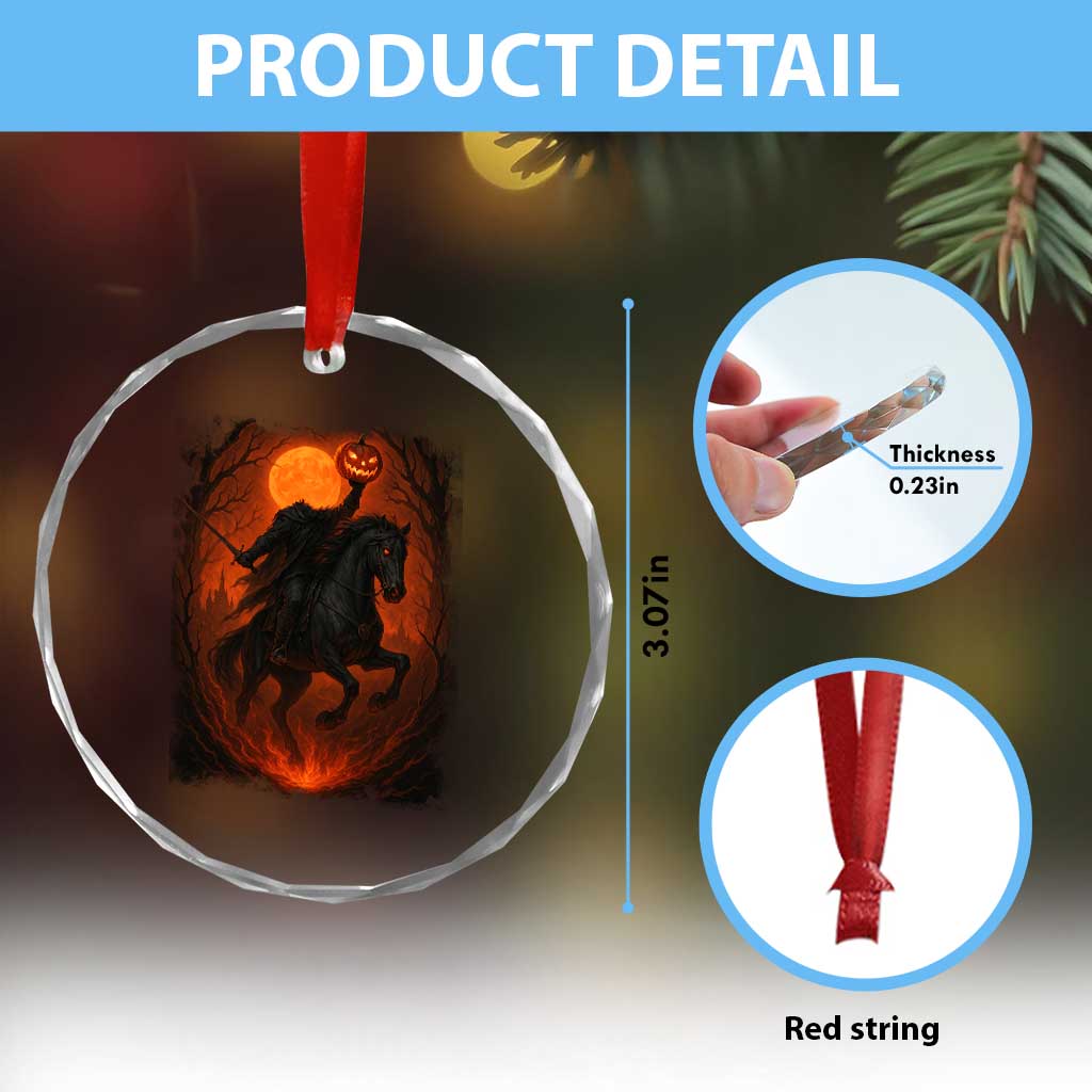 Scary Pumpkin Headless Horseman Halloween Crystal Glass Ornament TS10 Print Your Wear