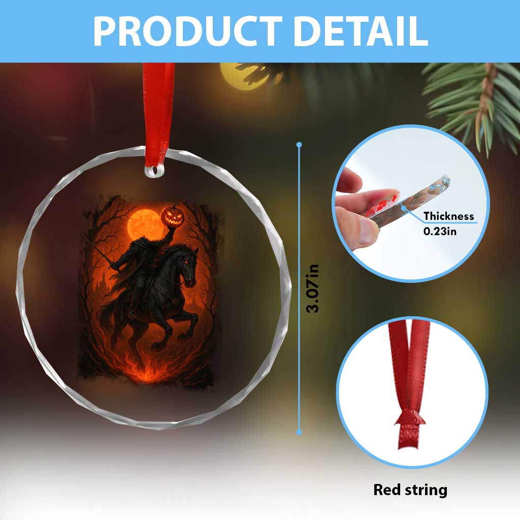 Scary Pumpkin Headless Horseman Halloween Crystal Glass Ornament TS10 Print Your Wear