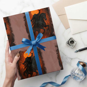 Scary Pumpkin Headless Horseman Halloween Wrapping Paper Roll TS10 Mocha Print Your Wear