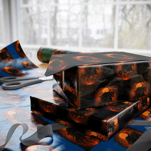 Scary Pumpkin Headless Horseman Halloween Wrapping Paper Roll TS10 Black Print Your Wear