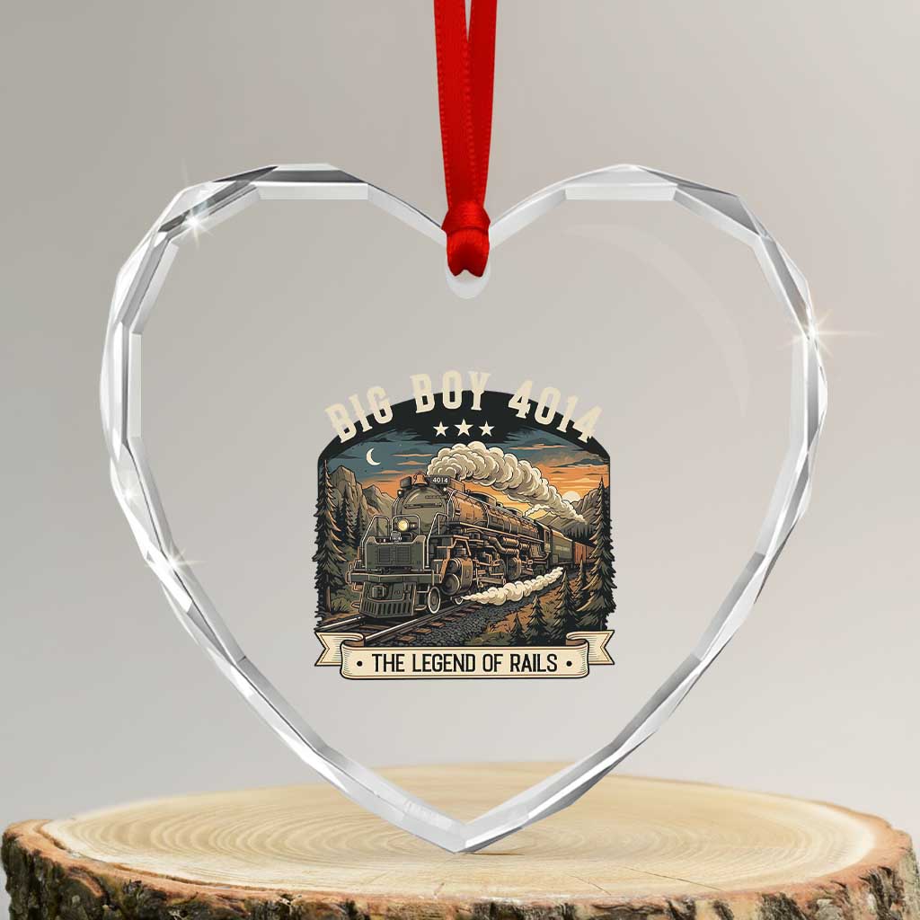 Scenic Mountain Steam Train Graphic Heart Crystal Glass Ornament Legend of the Rails Heritage Pride TS02 Transparent Glass 3'' Heart Print Your Wear