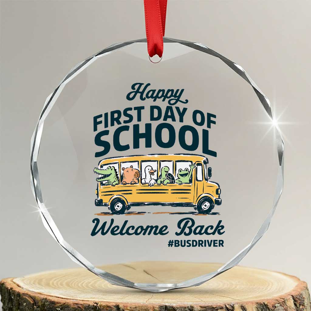 School Bus Driver Gift Crystal Glass Ornament Happy First Day Of School TS12 Transparent Glass 3'' Circle Print Your Wear