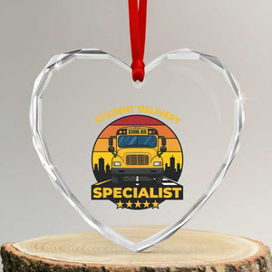 School Bus Driver Heart Crystal Glass Ornament Student Delivery Specialist TS14 Transparent Glass 3'' Heart Print Your Wear