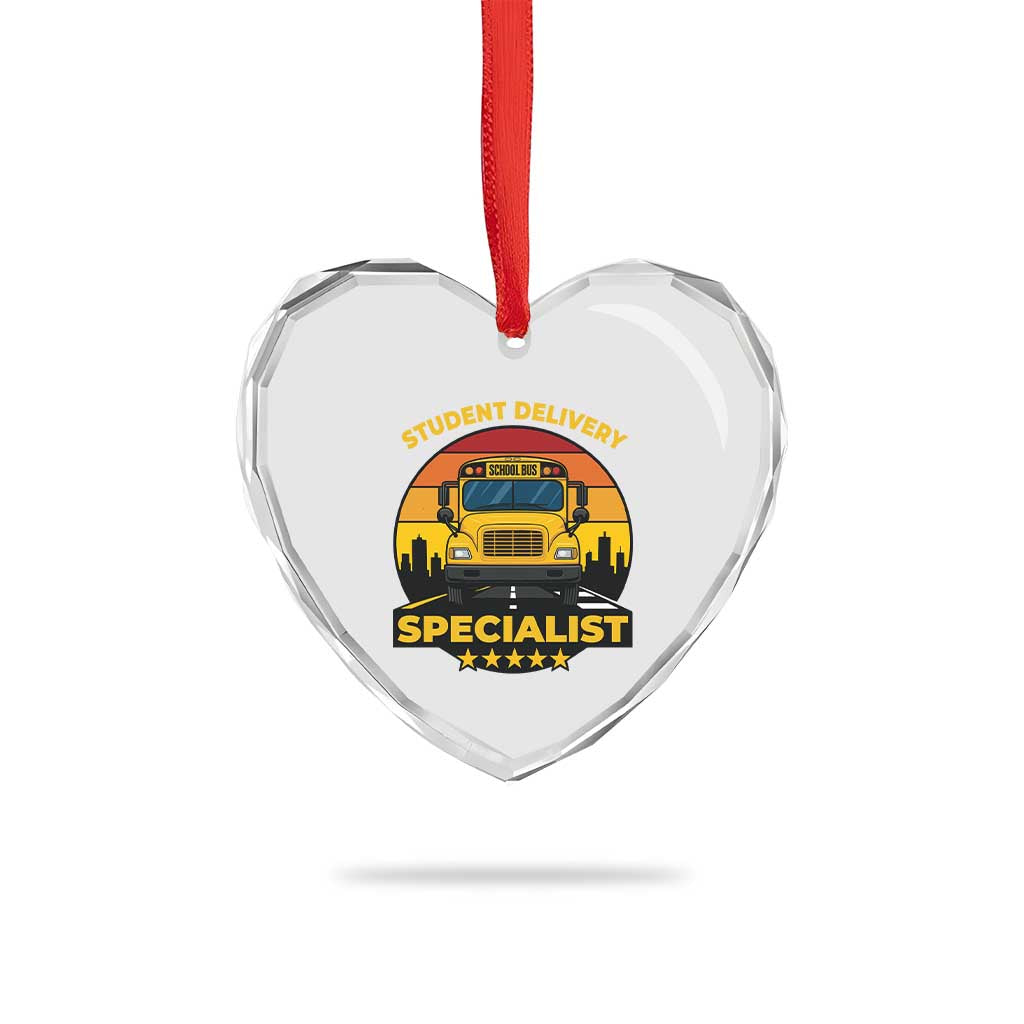 School Bus Driver Heart Crystal Glass Ornament Student Delivery Specialist TS14 Print Your Wear