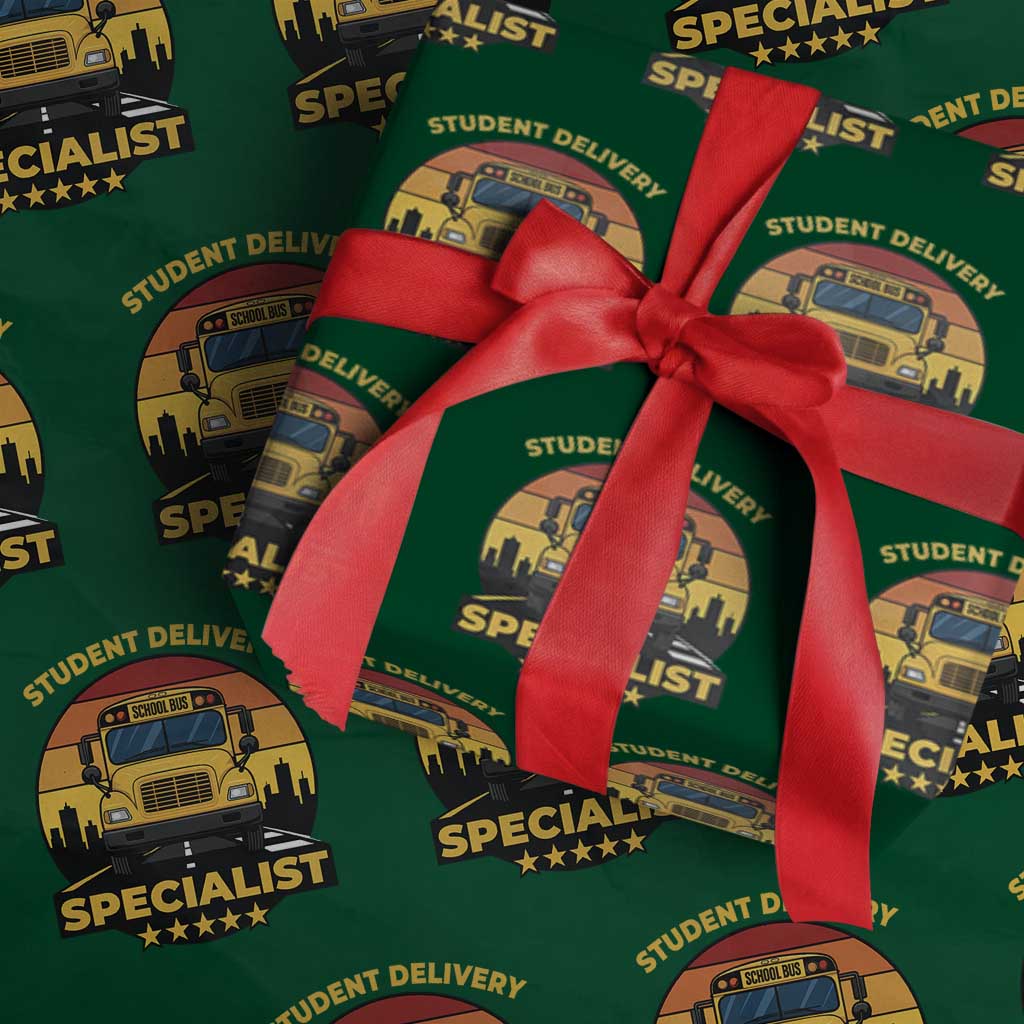 School Bus Driver Wrapping Paper Roll Student Delivery Specialist TS14 Green Print Your Wear