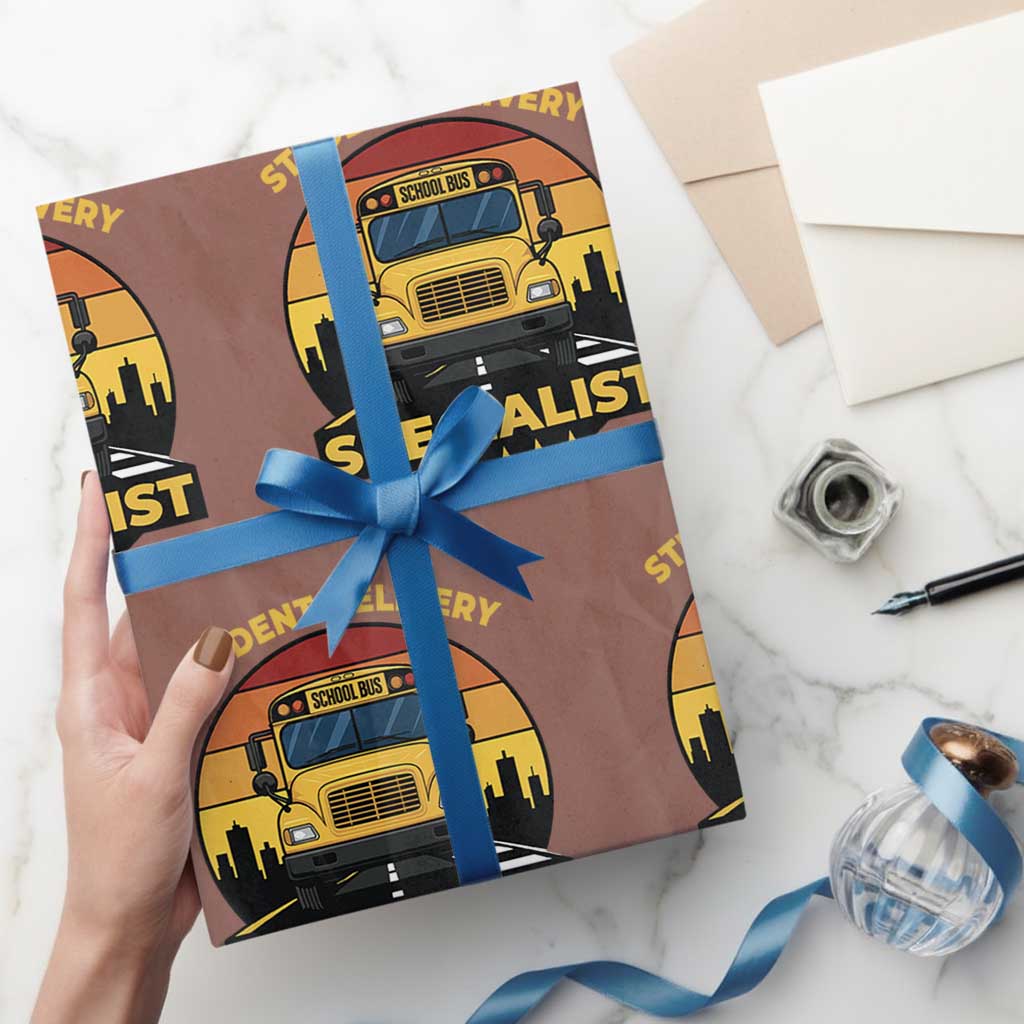 School Bus Driver Wrapping Paper Roll Student Delivery Specialist TS14 Mocha Print Your Wear