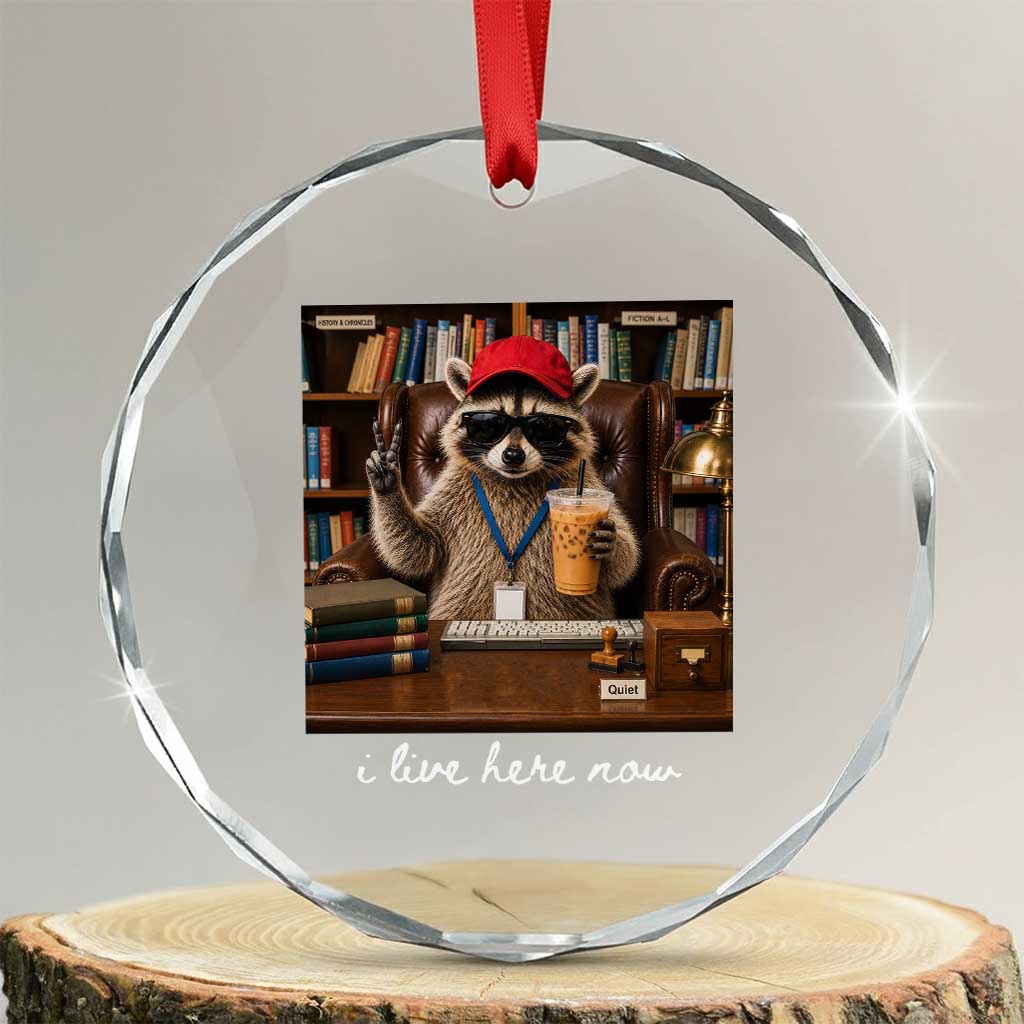 School Librarian Crystal Glass Ornament I Live Here Now Back to School TS14 Transparent Glass 3'' Circle Print Your Wear