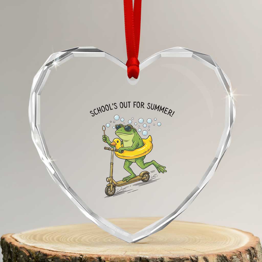 School's Out For Summer Heart Crystal Glass Ornament Funny Frog Last Day of School Teacher TS14 Transparent Glass 3'' Heart Print Your Wear