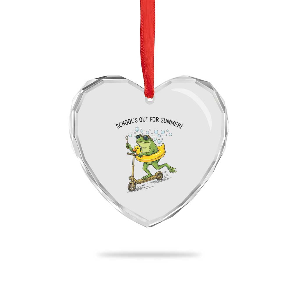 School's Out For Summer Heart Crystal Glass Ornament Funny Frog Last Day of School Teacher TS14 Print Your Wear
