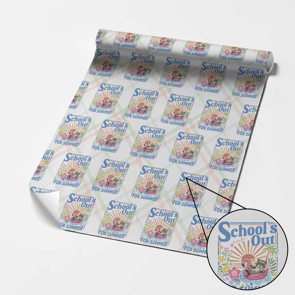 School's Out For Summer Wrapping Paper Roll Funny Raccoon Last Day of School Teacher TS14 Christmas Plaid Print Your Wear