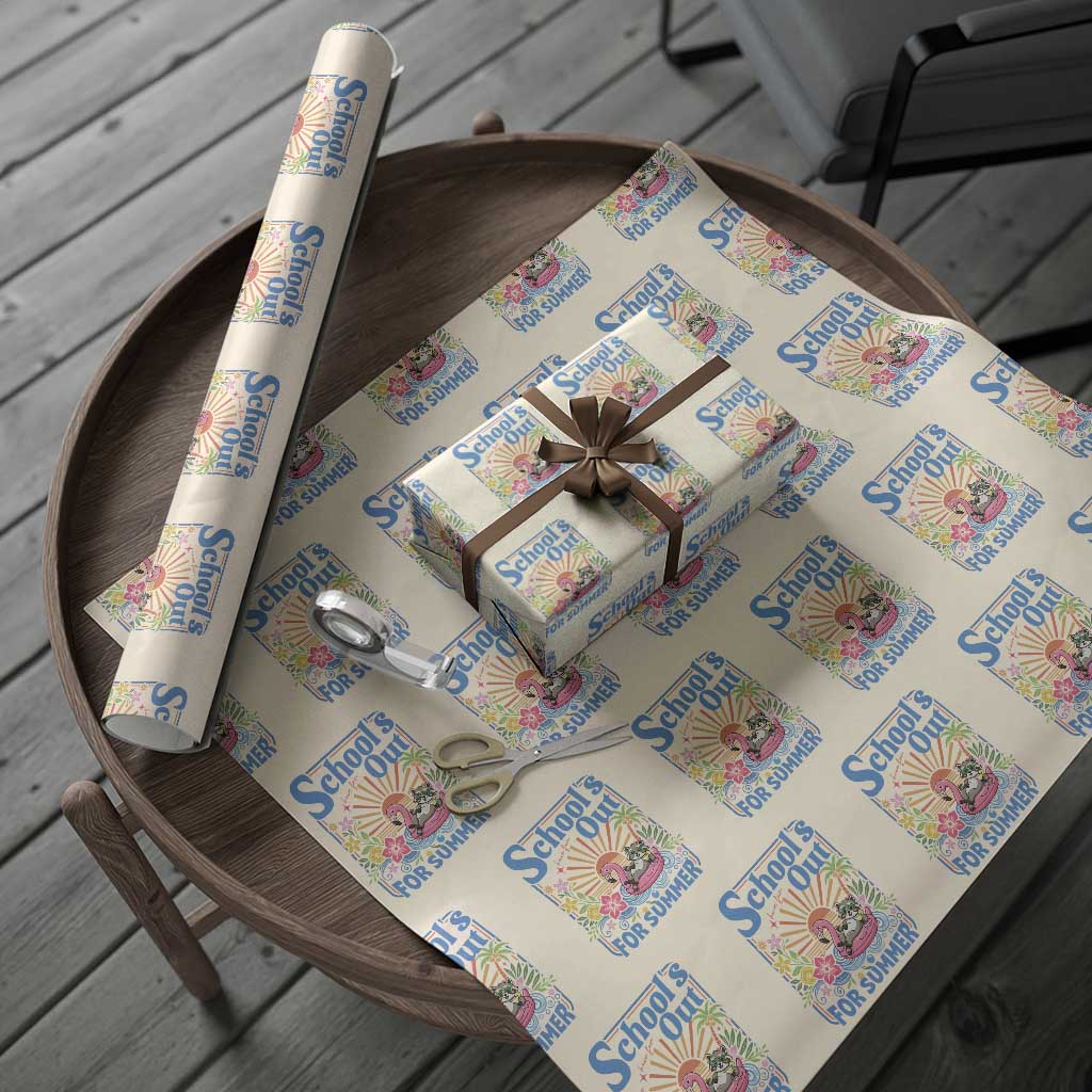 School's Out For Summer Wrapping Paper Roll Funny Raccoon Last Day of School Teacher TS14 Beige Print Your Wear