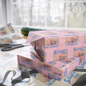 School's Out For Summer Wrapping Paper Roll Funny Raccoon Last Day of School Teacher TS14 Light Pink Print Your Wear