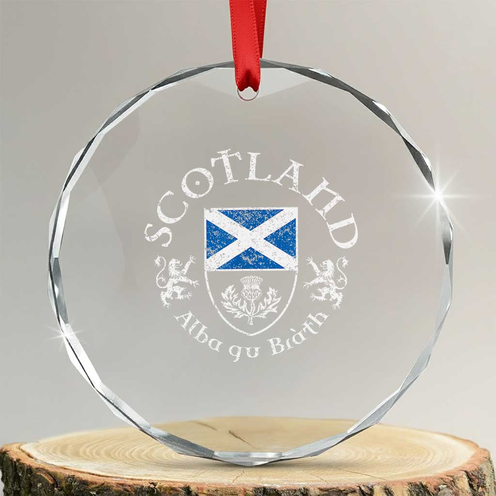 Scotland Alba gu Brath Scottish Thistle Emblem Crystal Glass Ornament Distressed Vintage Scottish Heritage Pride TS02 Transparent Glass 3'' Circle Print Your Wear