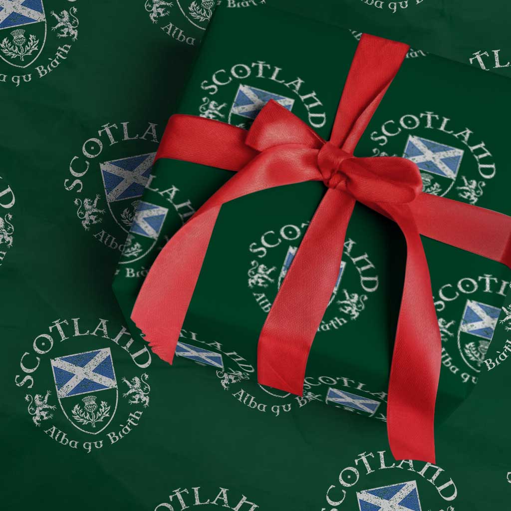 Scotland Alba gu Brath Scottish Thistle Emblem Wrapping Paper Roll Distressed Vintage Scottish Heritage Pride
