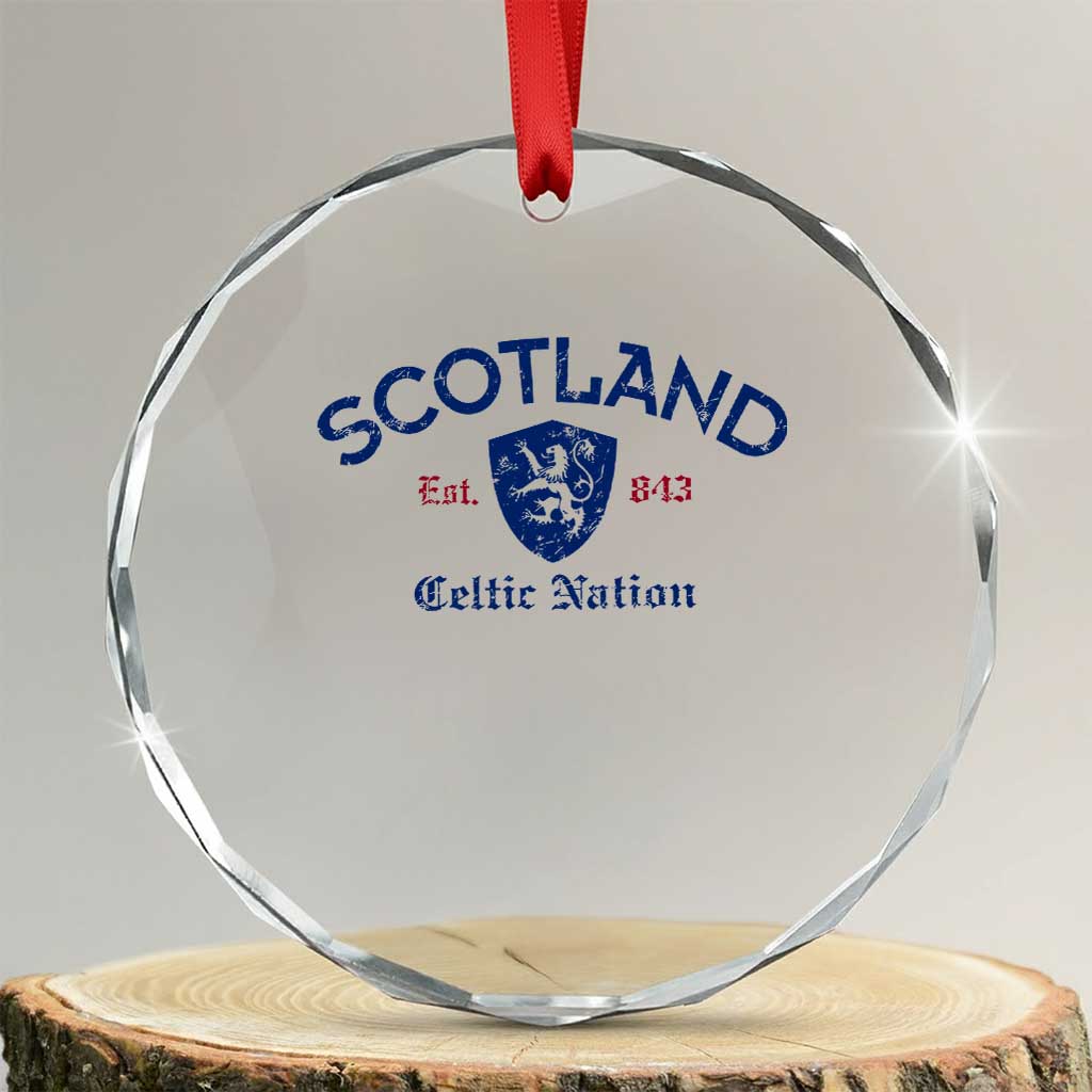 Scotland Celtic Nation Est 843 Crystal Glass Ornament Lion Rampant Shield Patriotic Scottish Heritage TS02 Transparent Glass 3'' Circle Print Your Wear